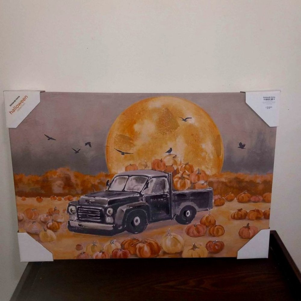 Kirklands Haunted Pumpkin Truck Halloween Wall Art